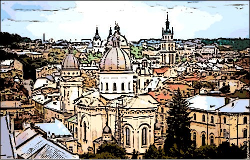 Городской пейзаж. Компьютерная обработка изображения Городской пейзаж. Компьютерная обработка изображения